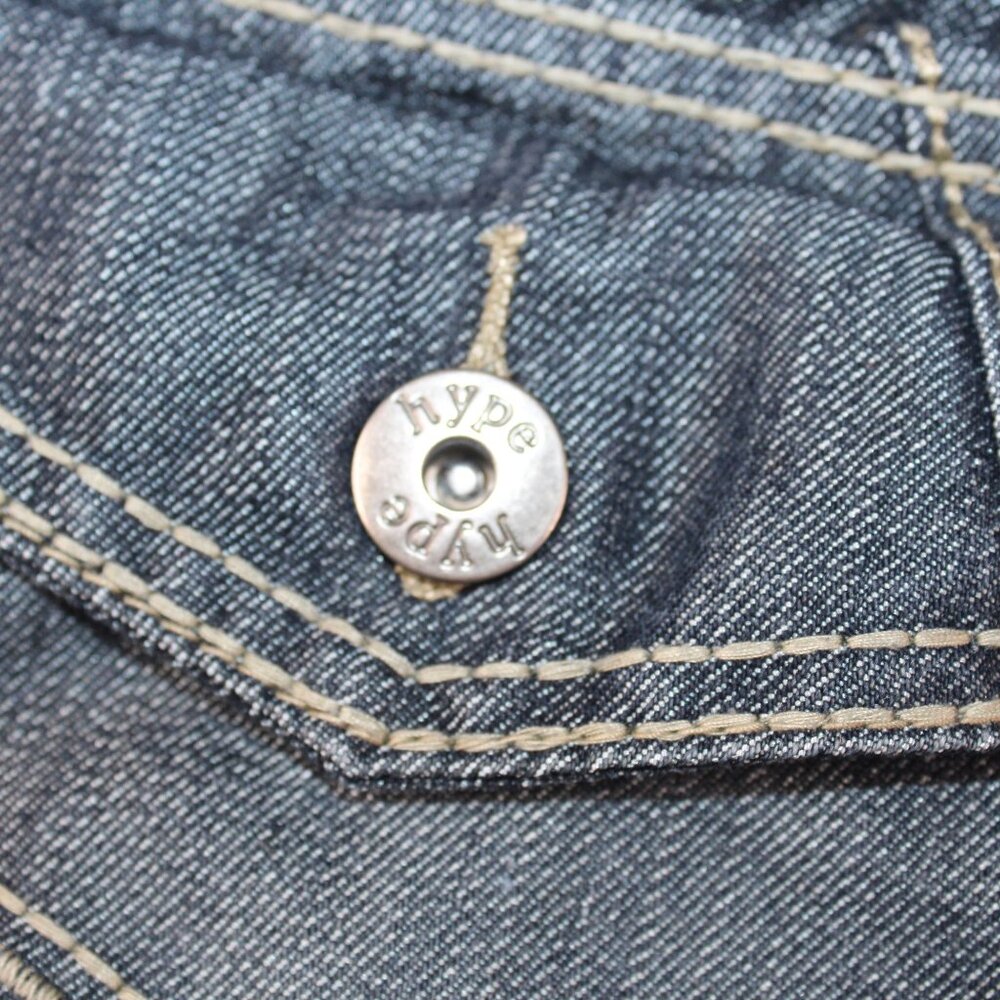 Hype Mens Sz 32 X 32 Medium Wash Denim Blue Jeans Straight Leg Decorated Pockets - Picture 7 of 15